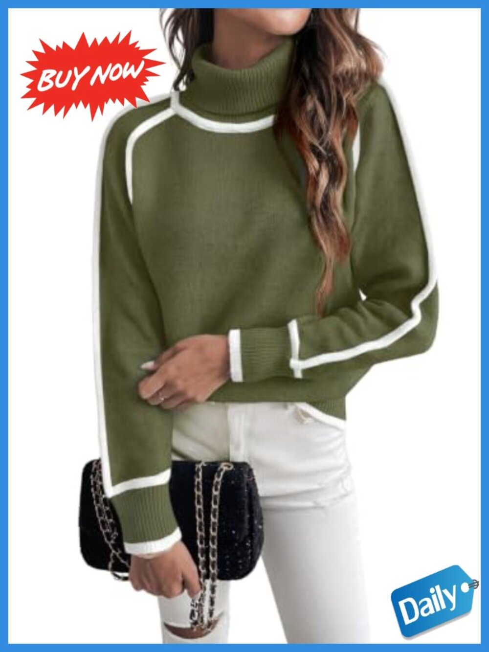 Cozy Turtleneck Sweater Loose Fit Long Sleeve Pullover